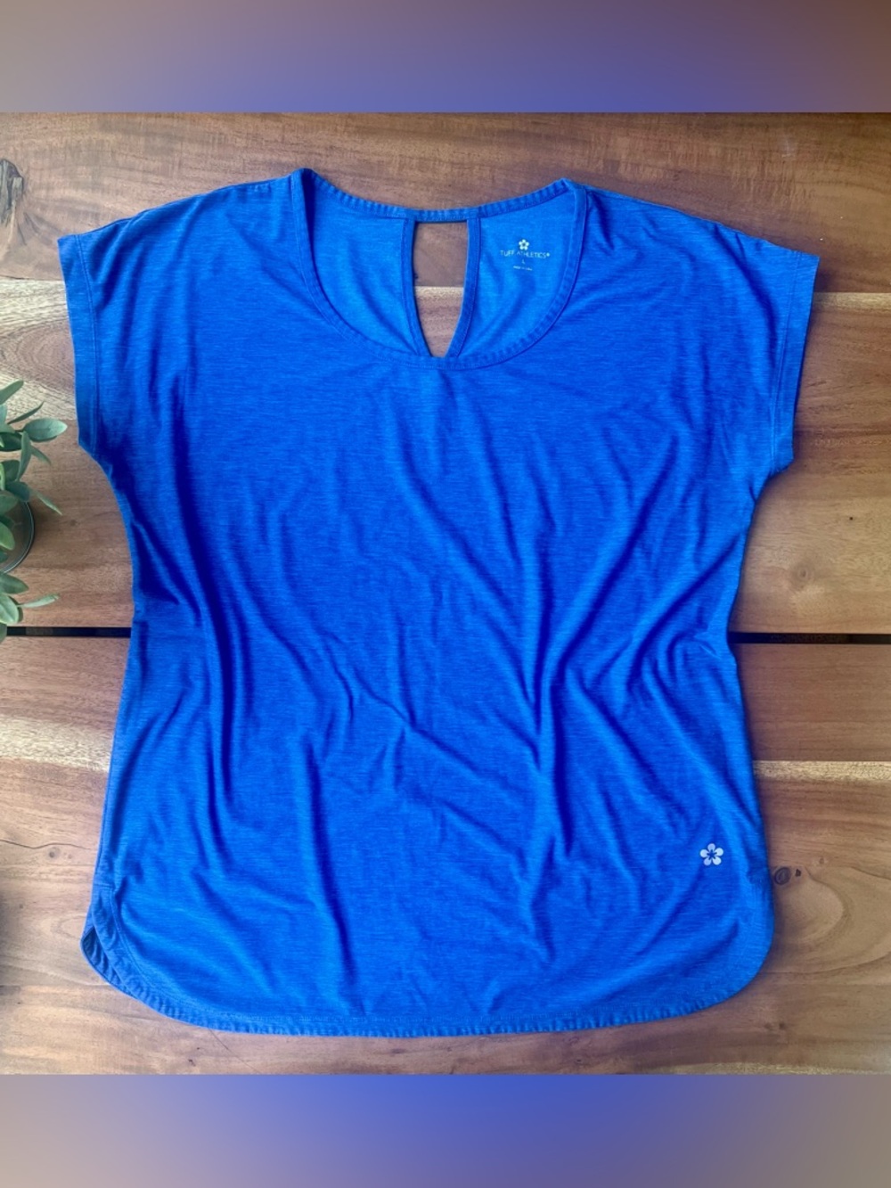 Tuff Athletics Women's Royal Blue Keyhole-Back Short Sleeve Tee
